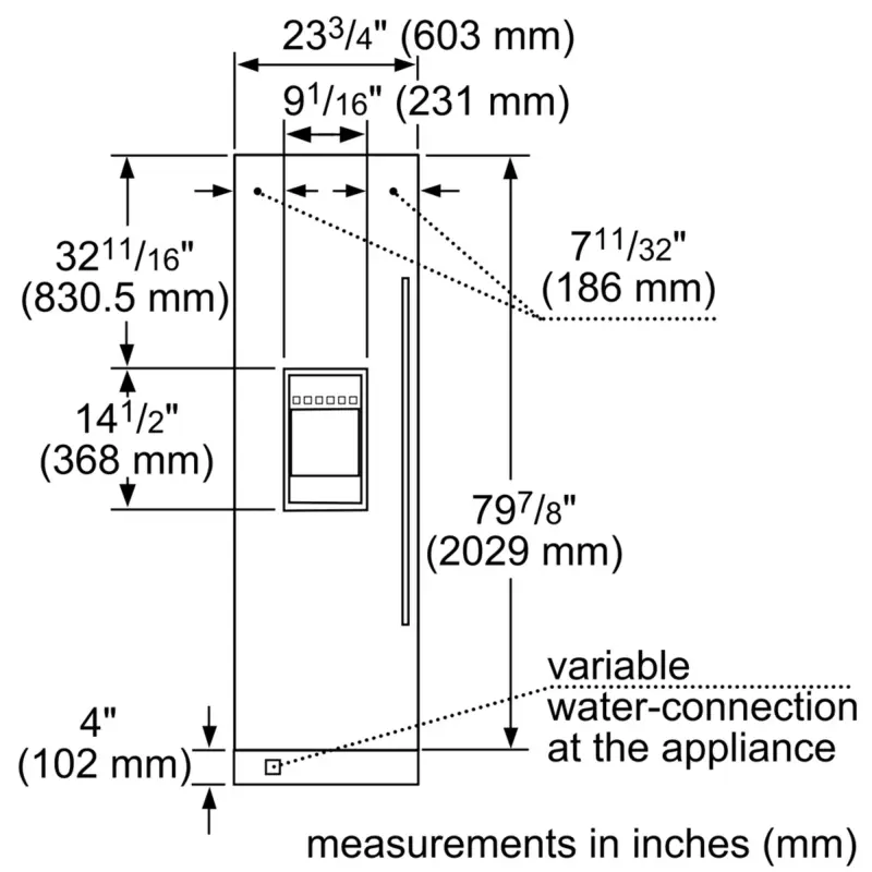 Built-in Freezer Column 24" External Ice & Water Dispenser Left Hinge T24ID905LP