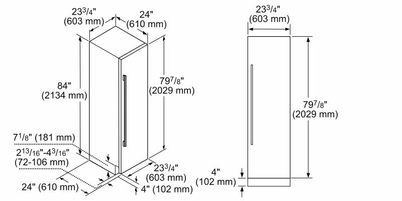Built-in Refrigerator Column 24" Built-in Refrigerator Column 24'' T24IR905SP