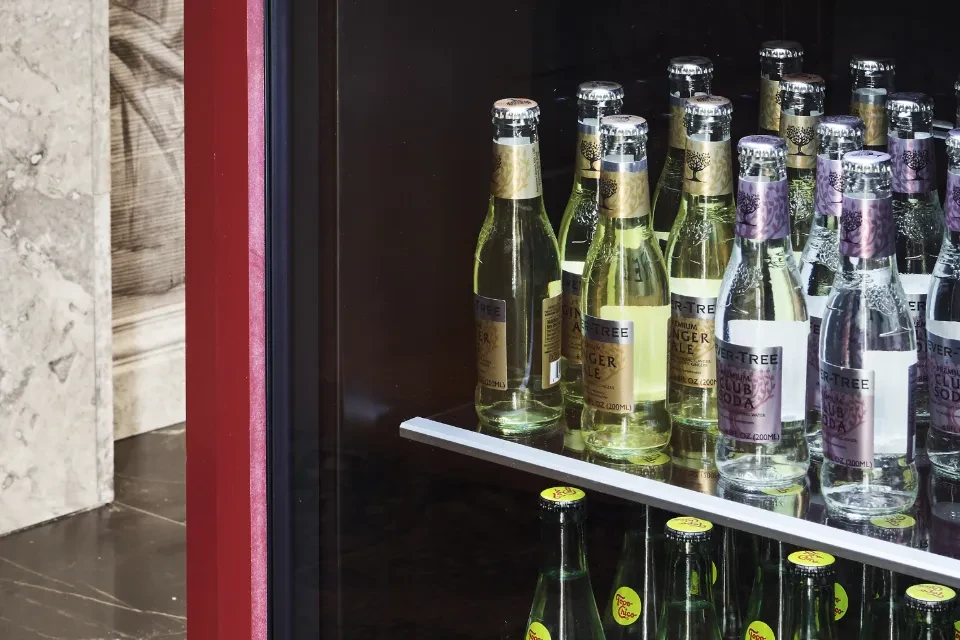 Adjustable tempered glass shelves