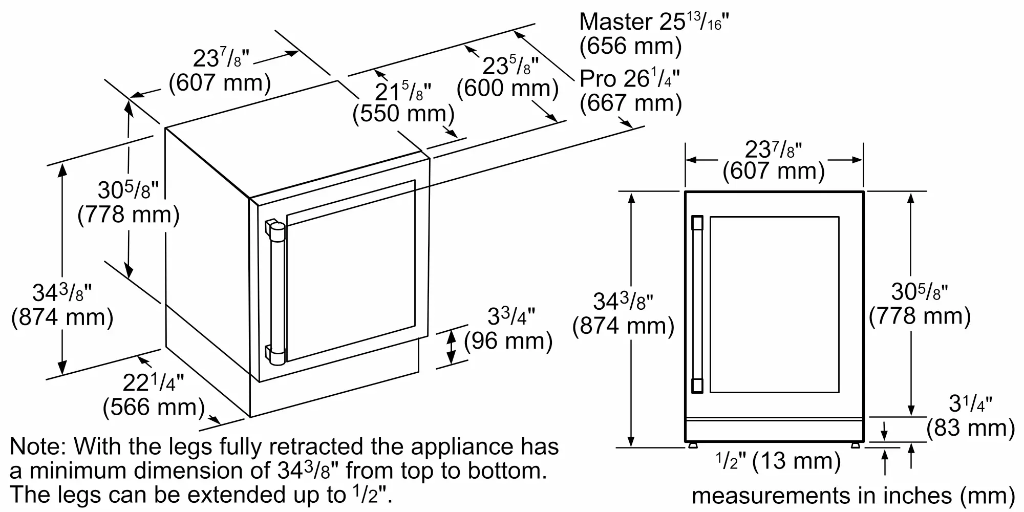 Freedom® Under Counter Refrigerator With Glass Door 24'' Masterpiece® , Left Hinge T24UR915LS