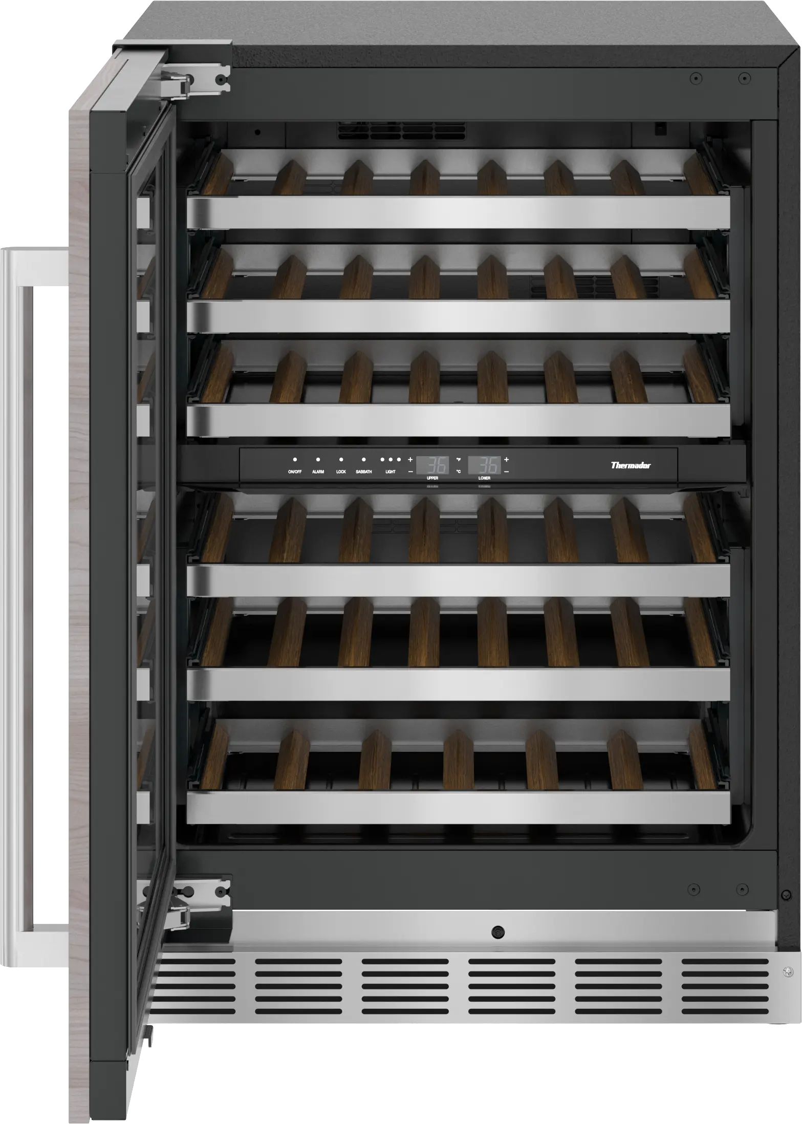 FreedomĀ® Under Counter Wine Cooler With Glass Door 24'' Panel Ready, Left Hinge T24UW905LP