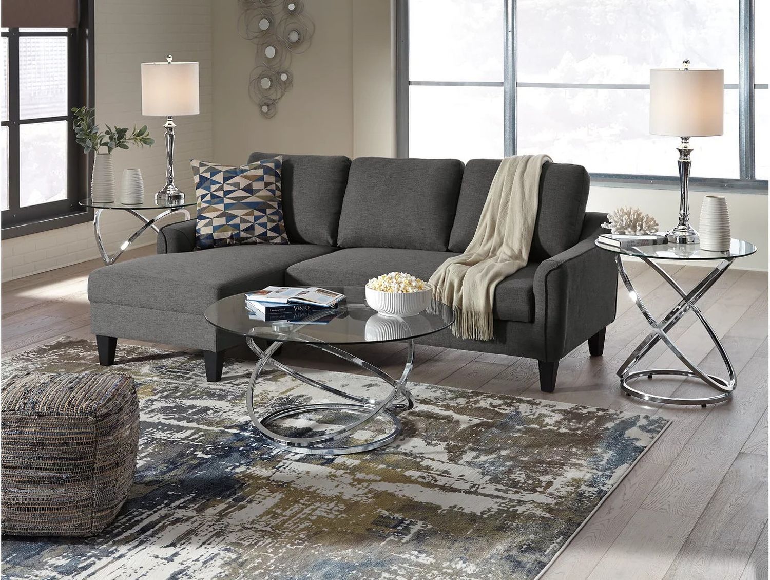 Hollynyx Chrome 3 Piece Occasional Table Set T27013