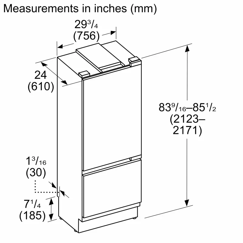 30" Built-in Bottom Freezer 2-Drawer T30IB100SP
