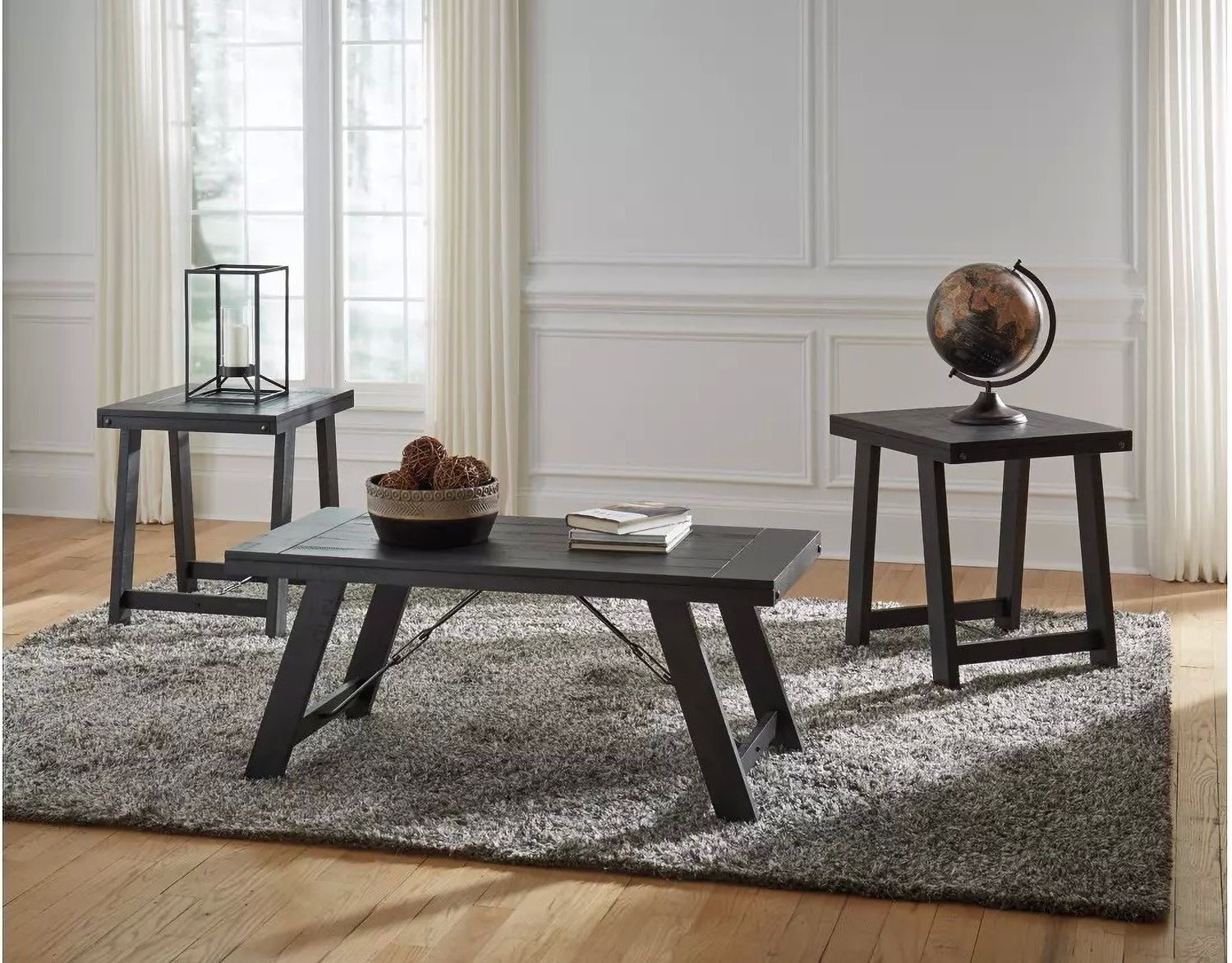 Noorbrook Black/Pewter 3 Piece Occasional Table Set T35113