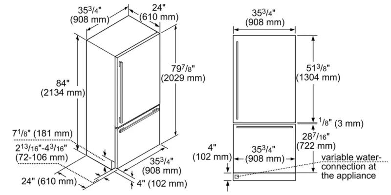 Built-in Two Door Bottom Freezer 36" Masterpiece T36BB915SS