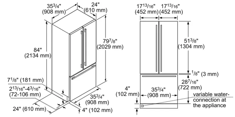 36-Inch Built-in Stainless Steel Professional French Door Bottom Freezer T36BT920NS