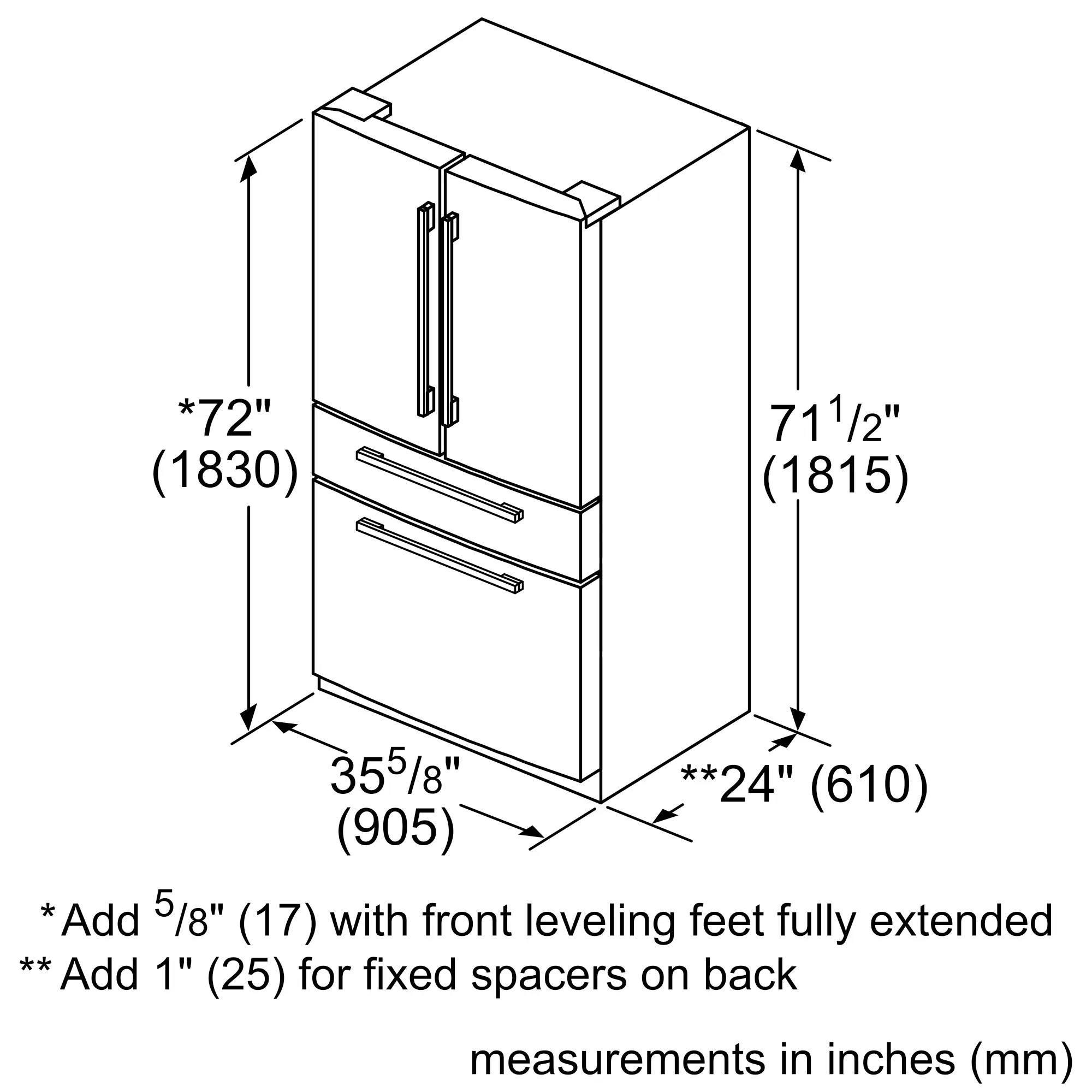 Freedom® Freestanding French Door Bottom Mount Refrigerator 36'' Professional T36FL821NS