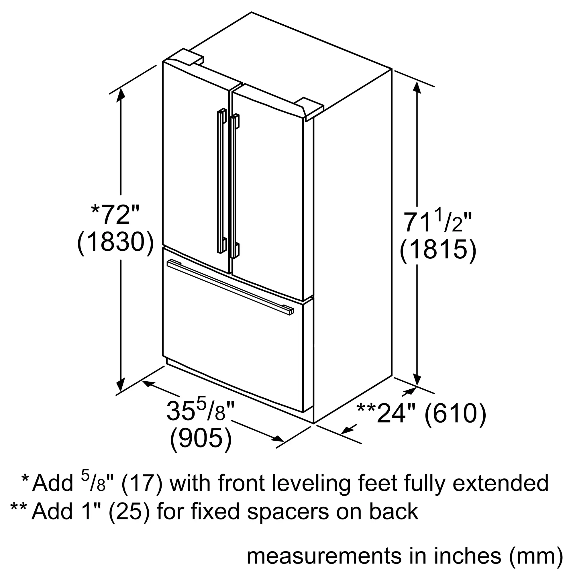 FreedomĀ® Freestanding French Door Bottom Mount Refrigerator 36'' Professional T36FT820NS