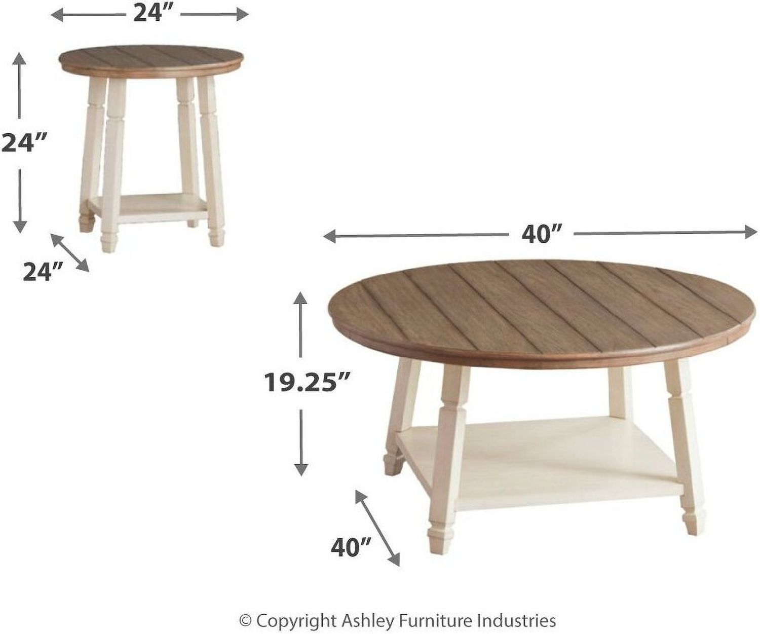 Bolanbrook Two-tone 3 Piece Occasional Table Set T37713