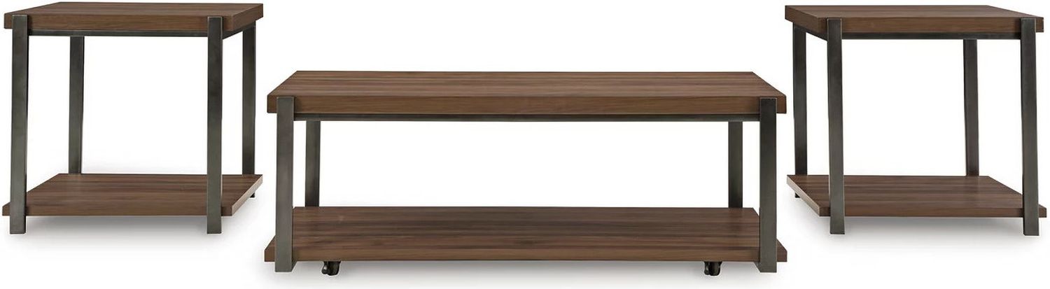 Trindwick Table Set of 3 In Brown and Gunmetal T38113