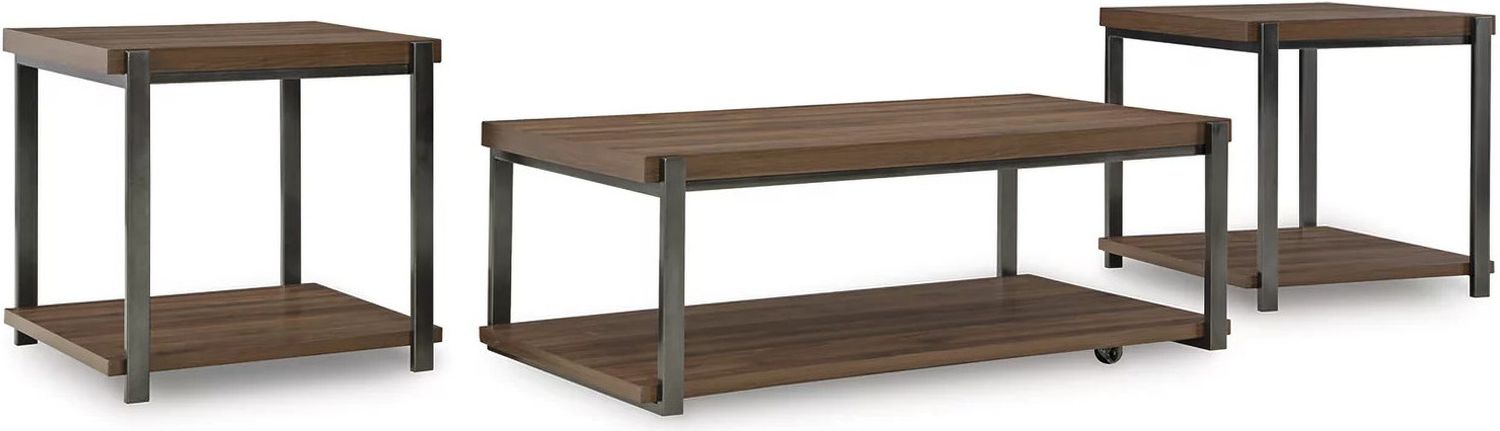 Trindwick Table Set of 3 In Brown and Gunmetal T38113