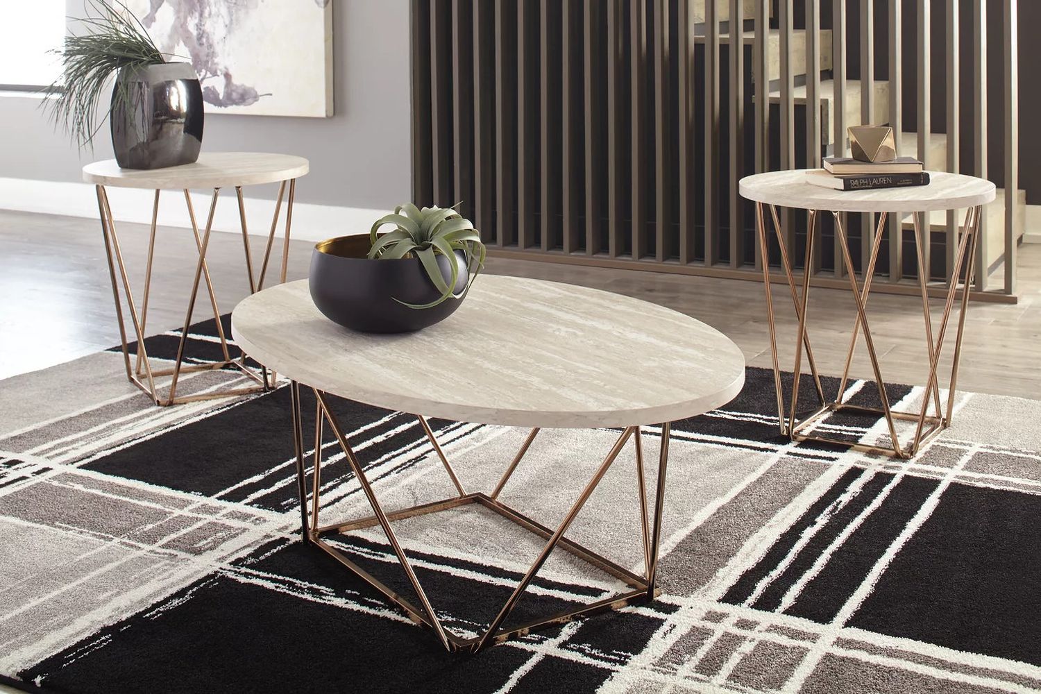 Tarica Two Tone Table Set of 3 T38513