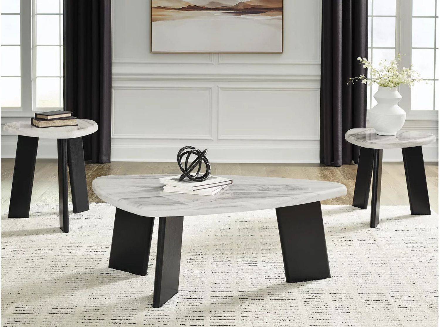 Lilyberg Table Set of 3 In Gray and Black T38913