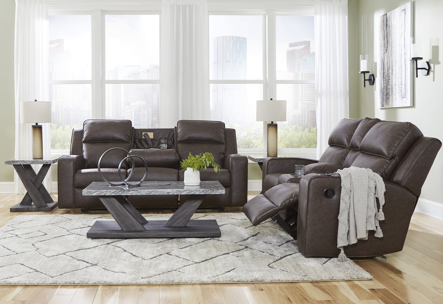 Bensonale Brown And Gray Occasional Table Set T40013