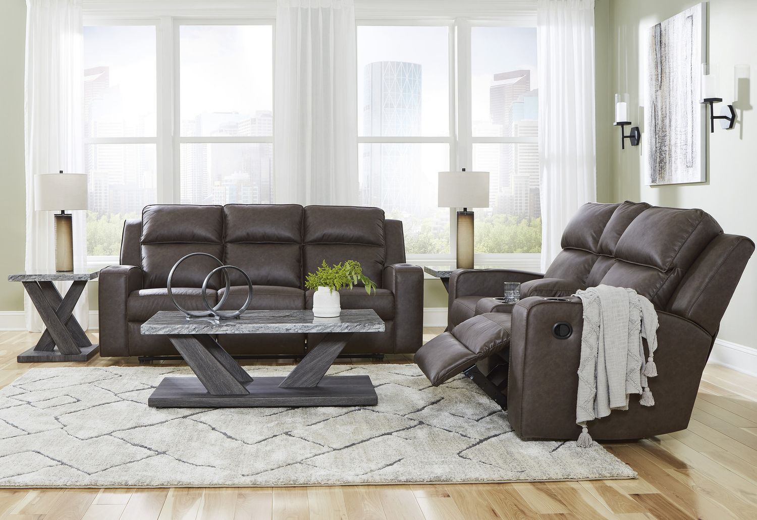 Bensonale Brown And Gray Occasional Table Set T40013