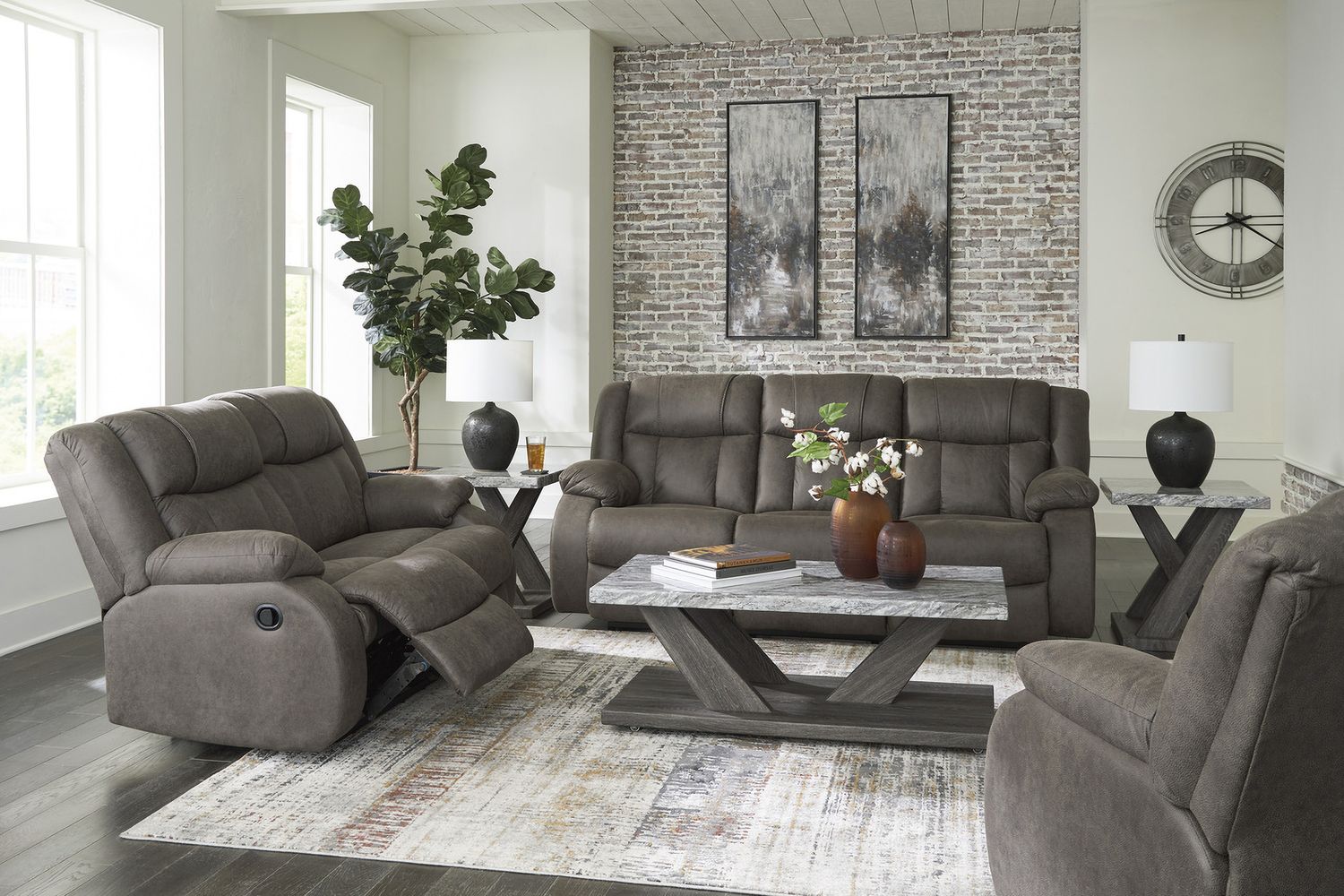 Bensonale Brown And Gray Occasional Table Set T40013