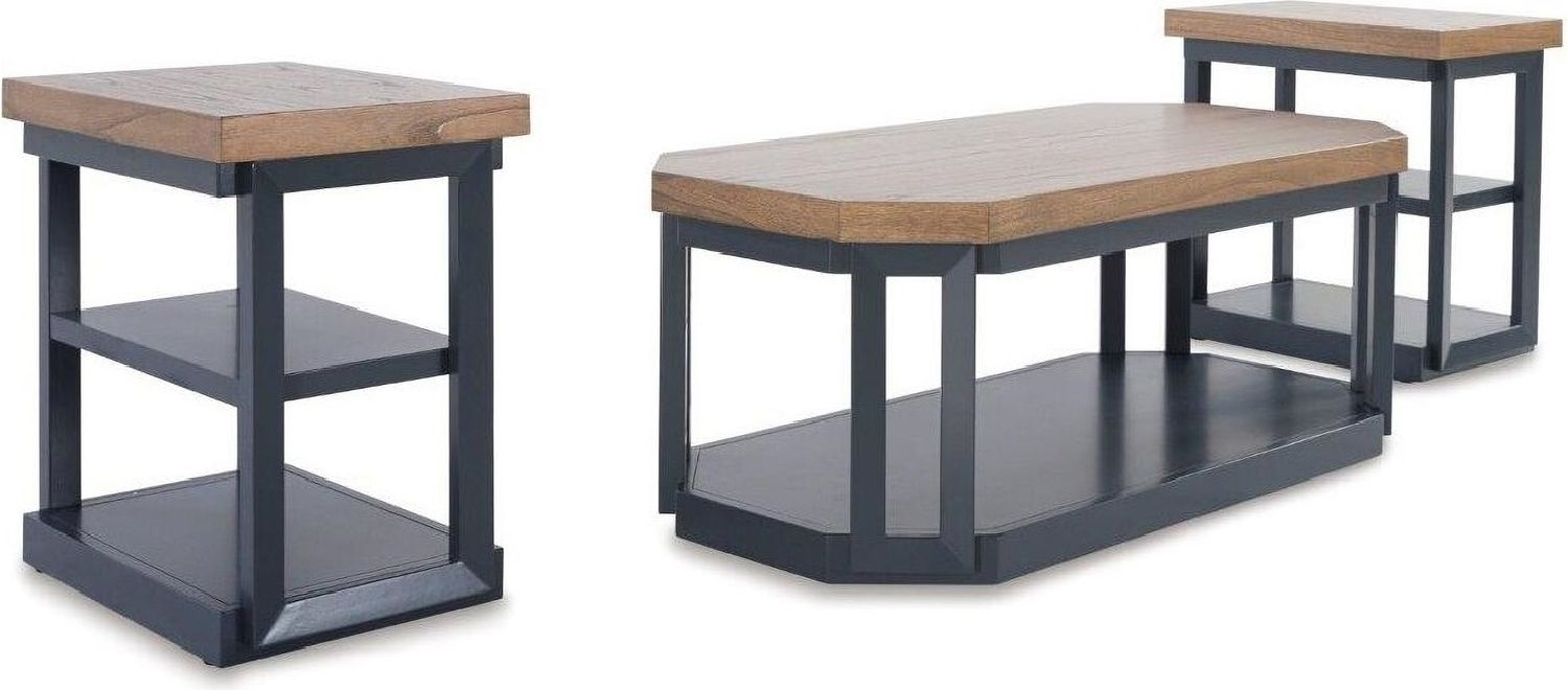 Landocken Brown And Blue Occasional Table Set T40213