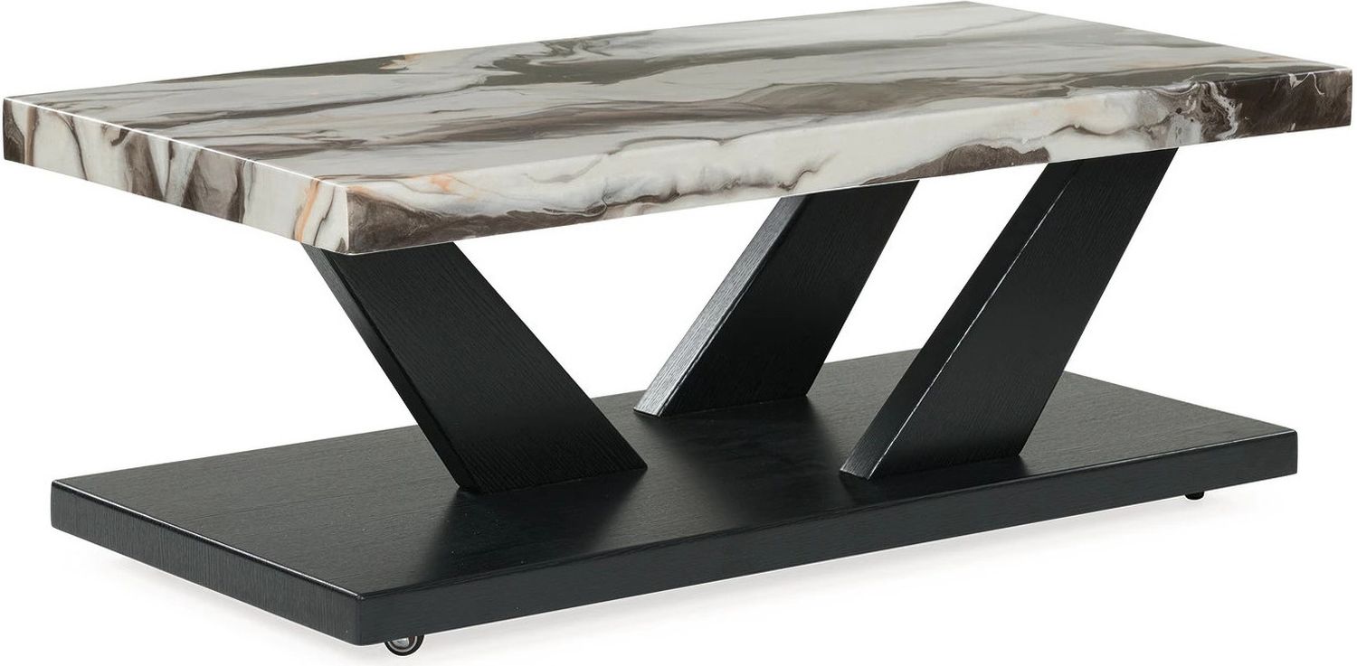 Cendill Table Set of 3 In Dark Brown/White/Black T40313
