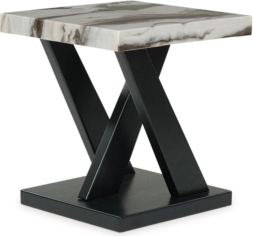 Cendill Table Set of 3 In Dark Brown/White/Black T40313