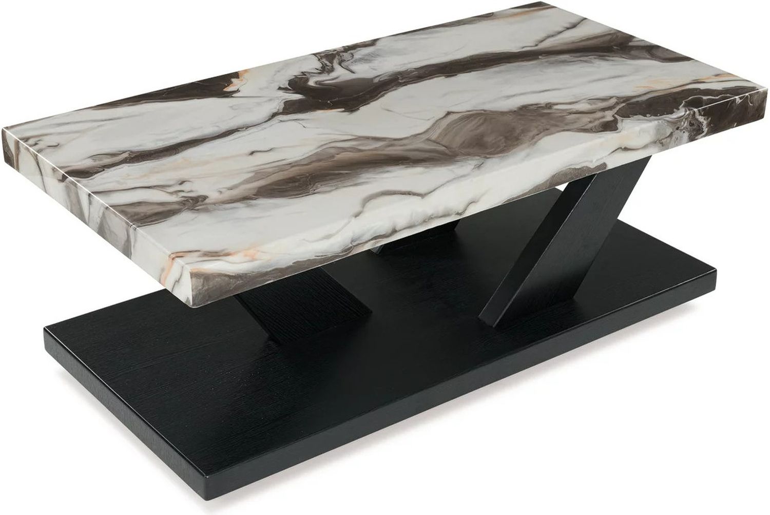 Cendill Table Set of 3 In Dark Brown/White/Black T40313