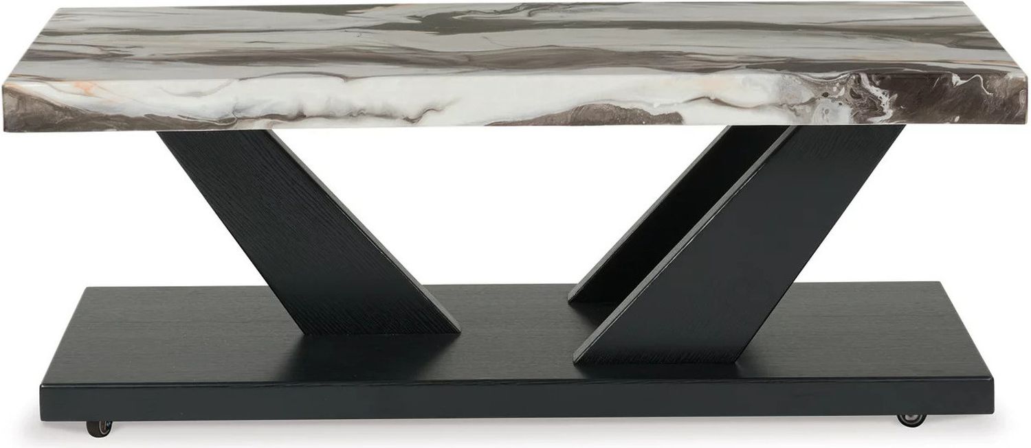 Cendill Table Set of 3 In Dark Brown/White/Black T40313