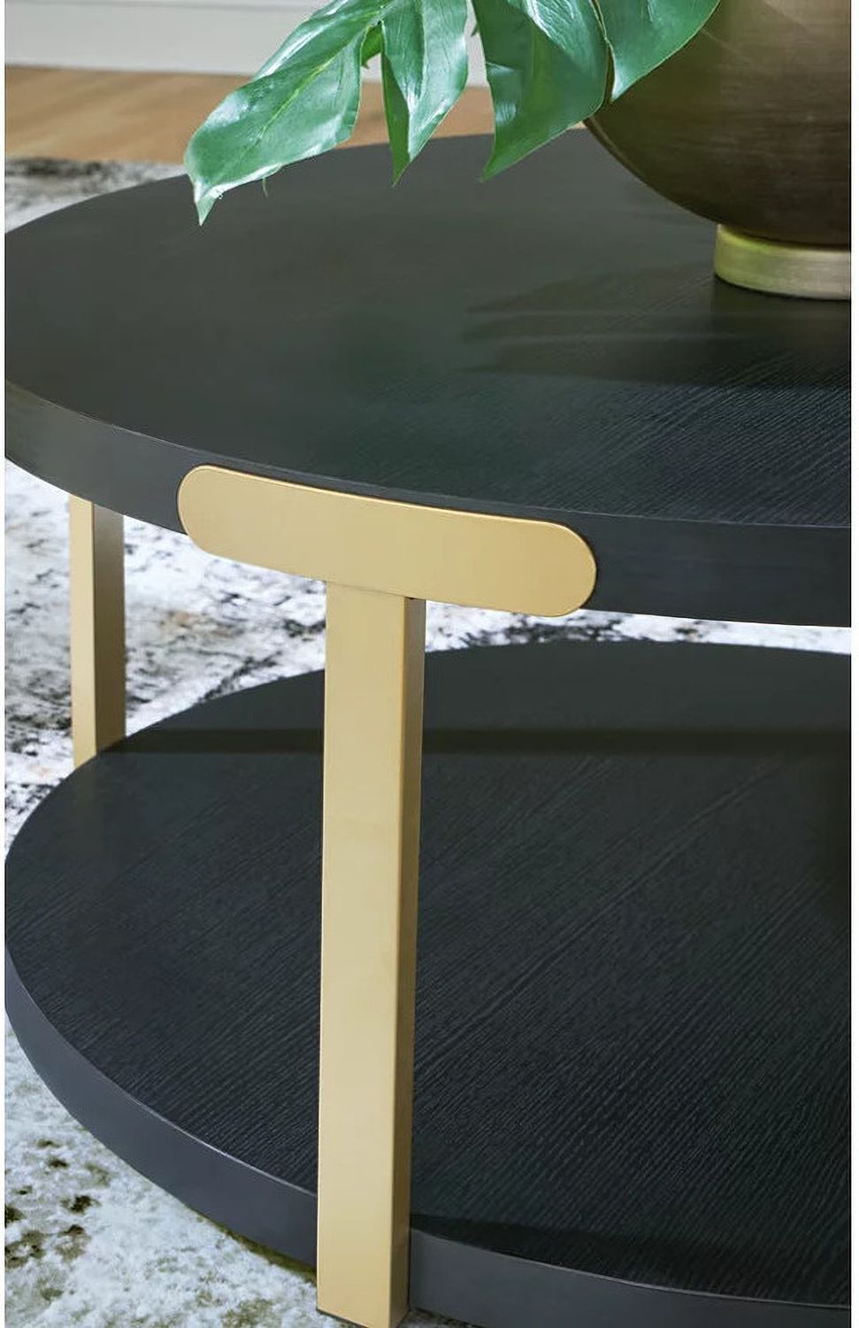 Shylore Table Set of 3 In Brass and Black T41013