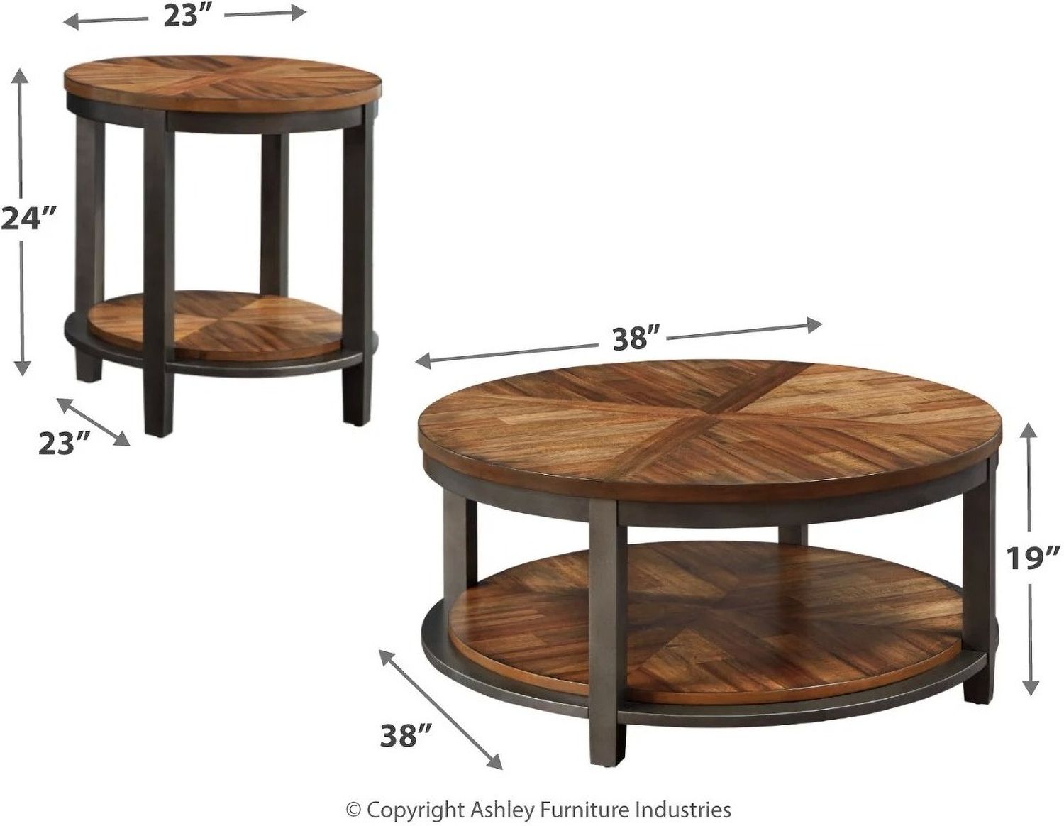 Roybeck Light Brown and Bronze 3 Piece Occasional Table Set T41113