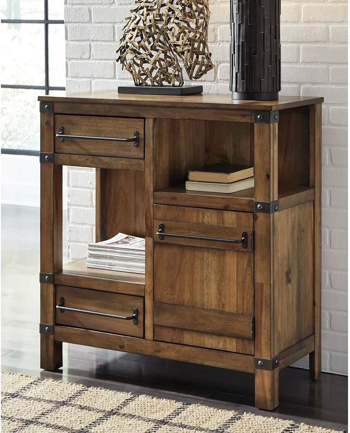 Roybeck Light Brown And Bronze Accent Cabinet T41140