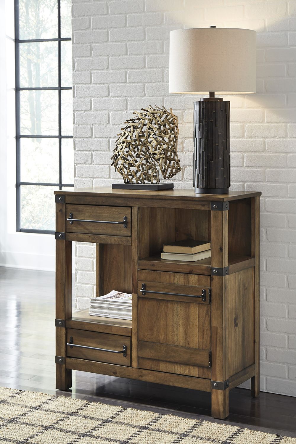 Roybeck Light Brown And Bronze Accent Cabinet T41140