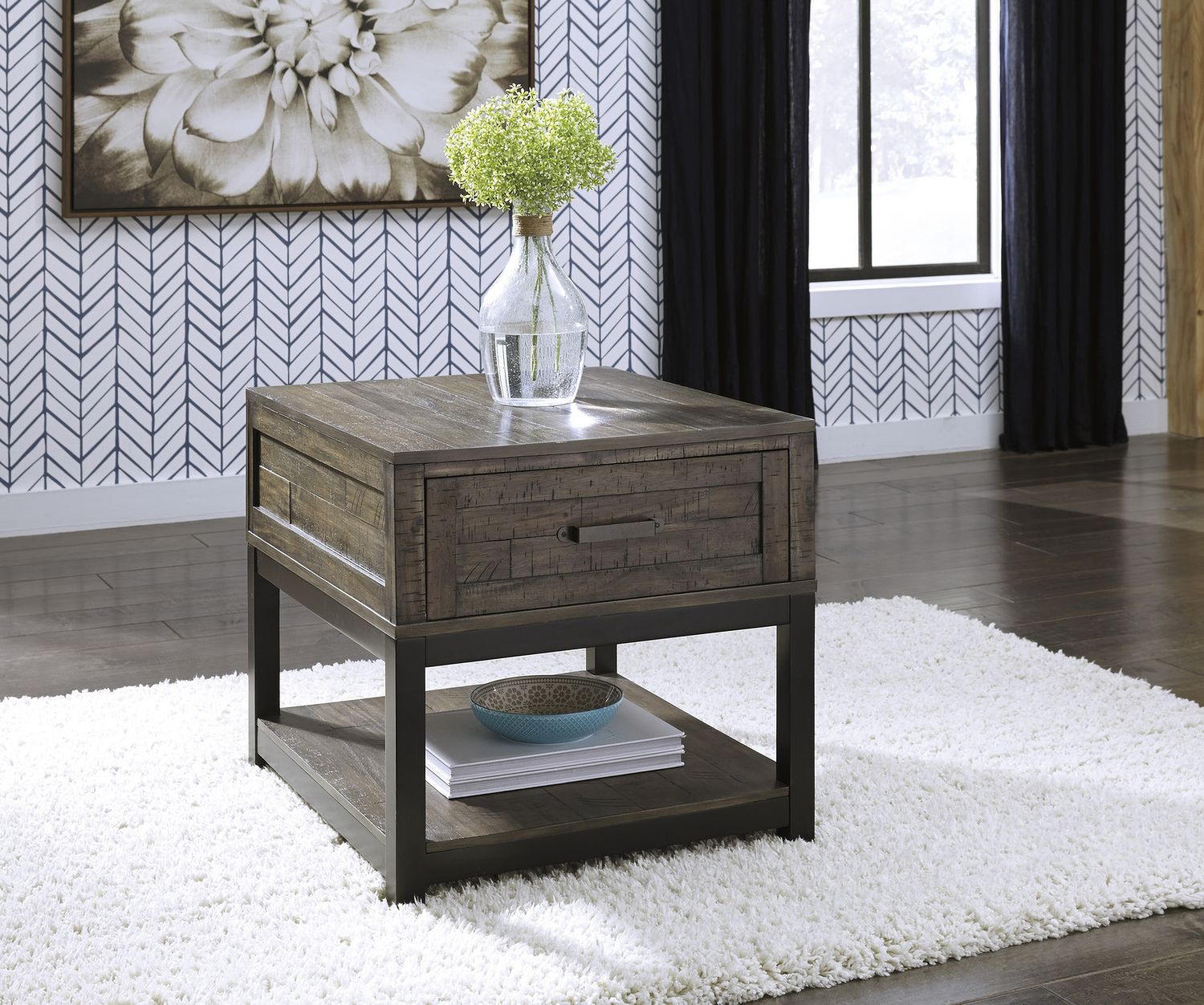 Johurst Grayish Brown End Table T4443