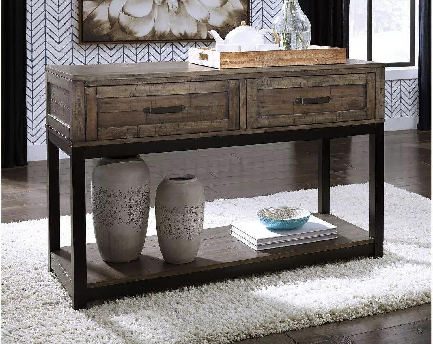 Johurst Grayish Brown Sofa Table T4444