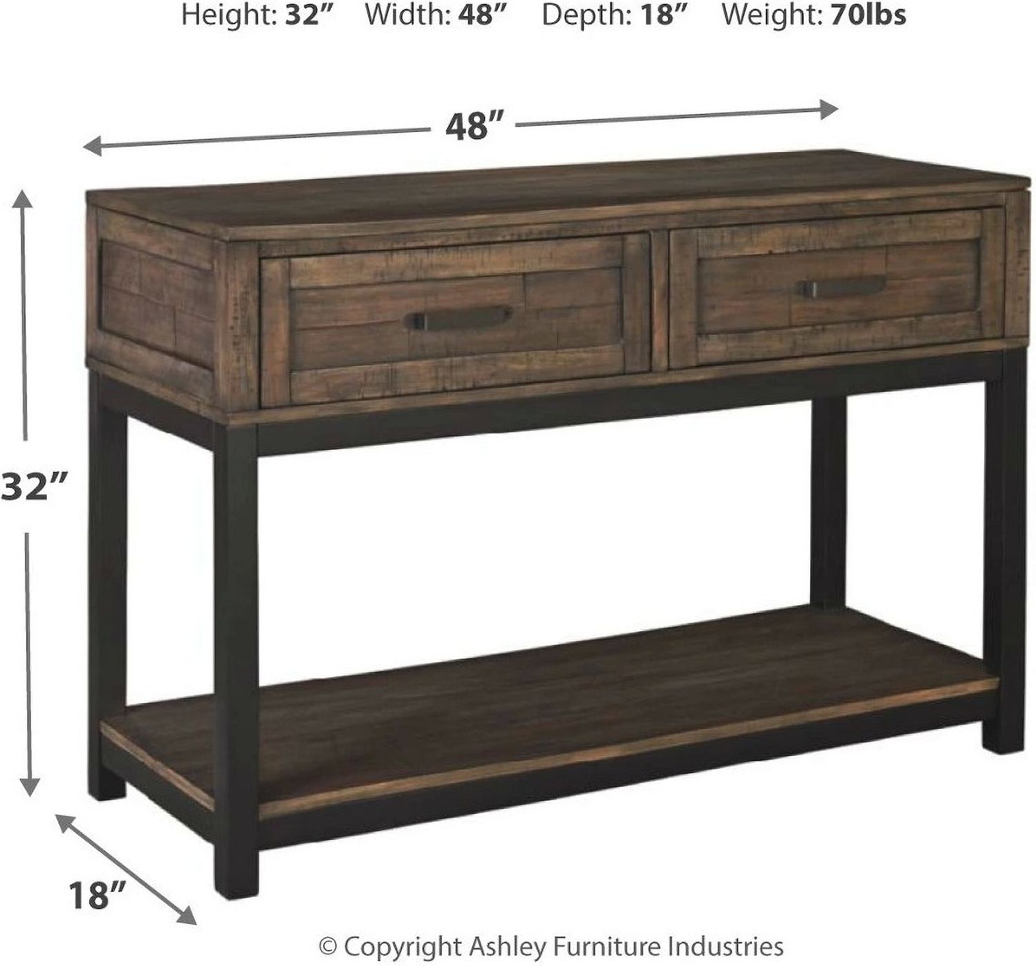 Johurst Grayish Brown Sofa Table T4444