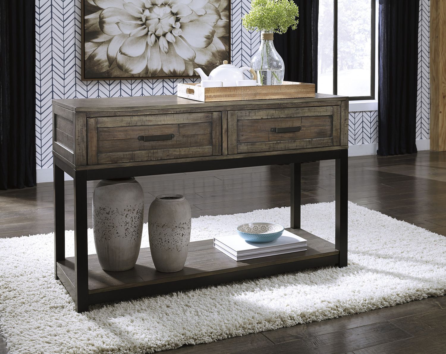 Johurst Grayish Brown Sofa Table T4444