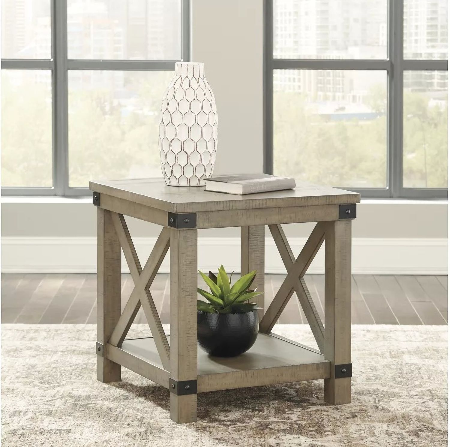 Aldwin Gray Rectangular 1 Shelf End Table T4573