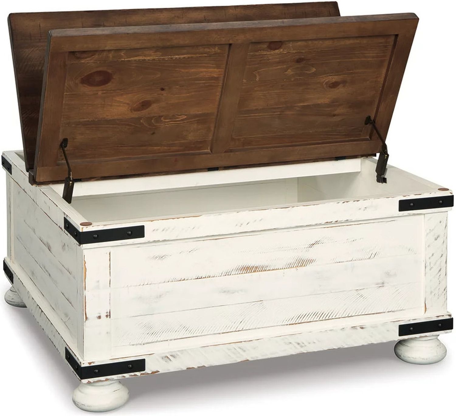 Wystfield White and Brown Cocktail Table with Storage T45920