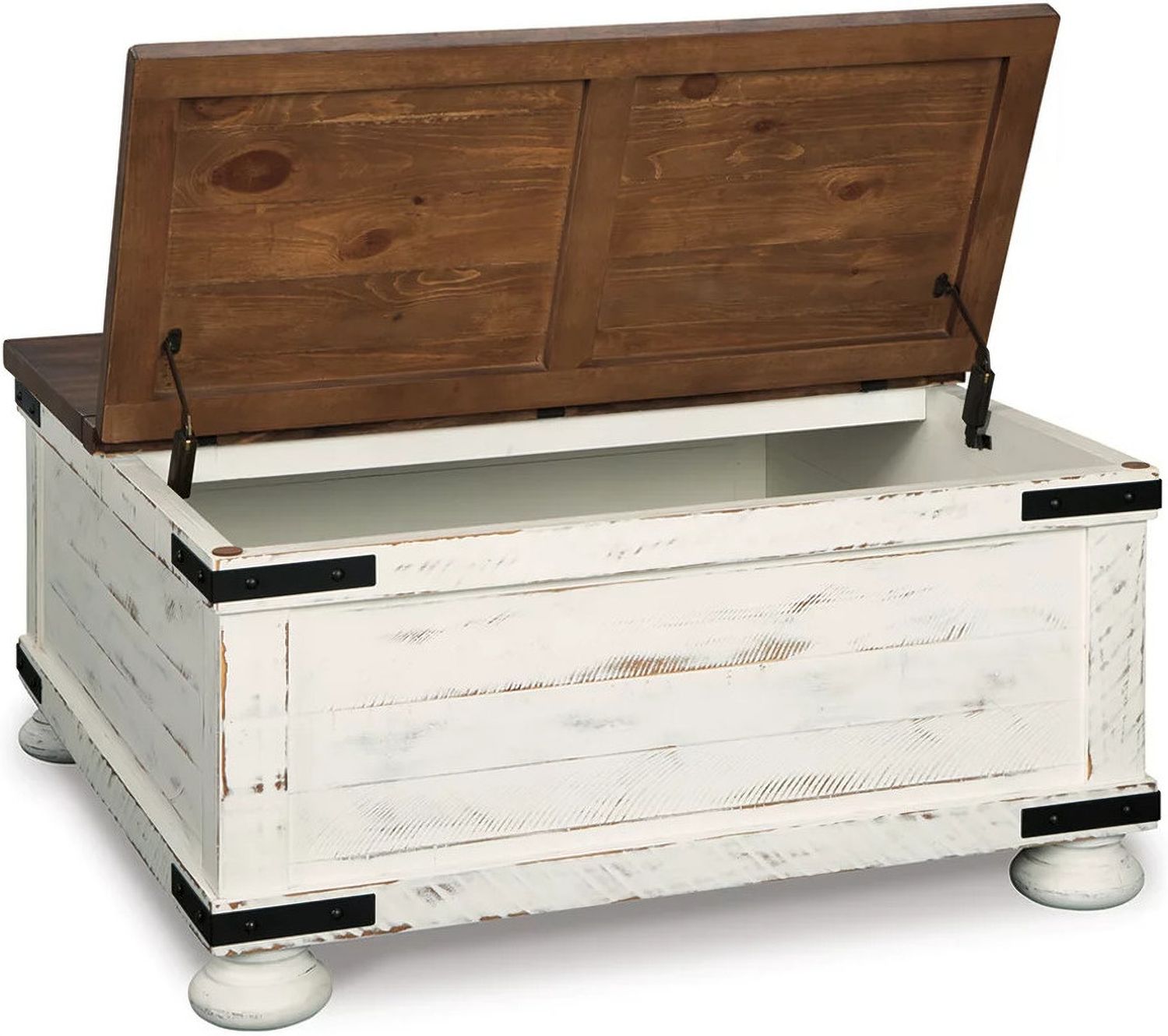 Wystfield White and Brown Cocktail Table with Storage T45920