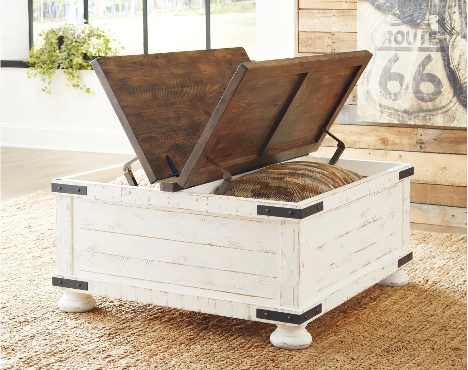 Wystfield White and Brown Cocktail Table with Storage T45920
