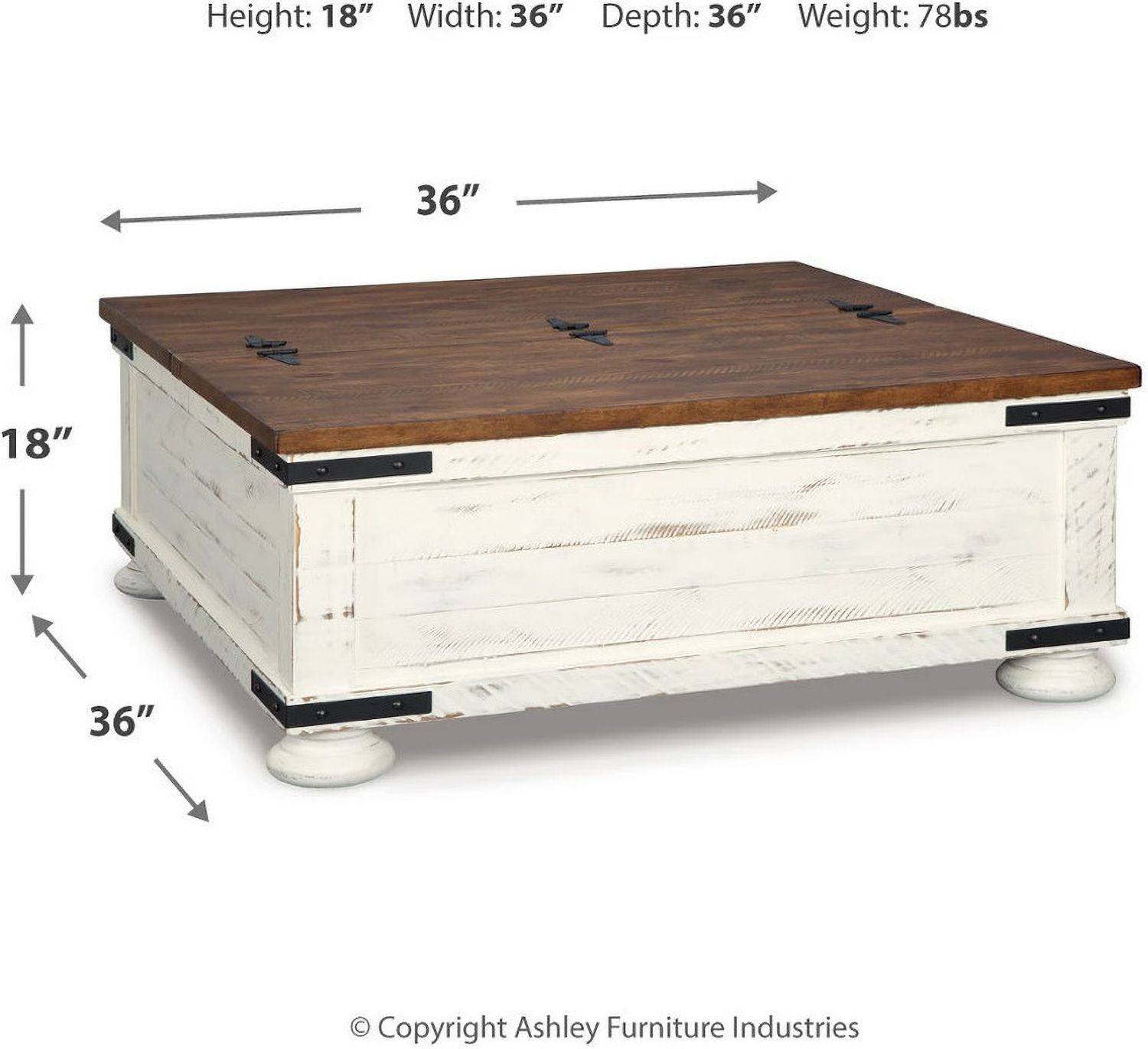 Wystfield White and Brown Cocktail Table with Storage T45920