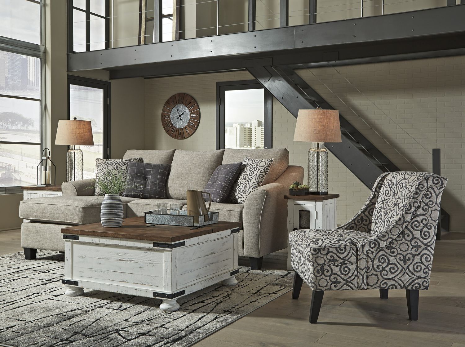 Wystfield White and Brown Cocktail Table with Storage T45920