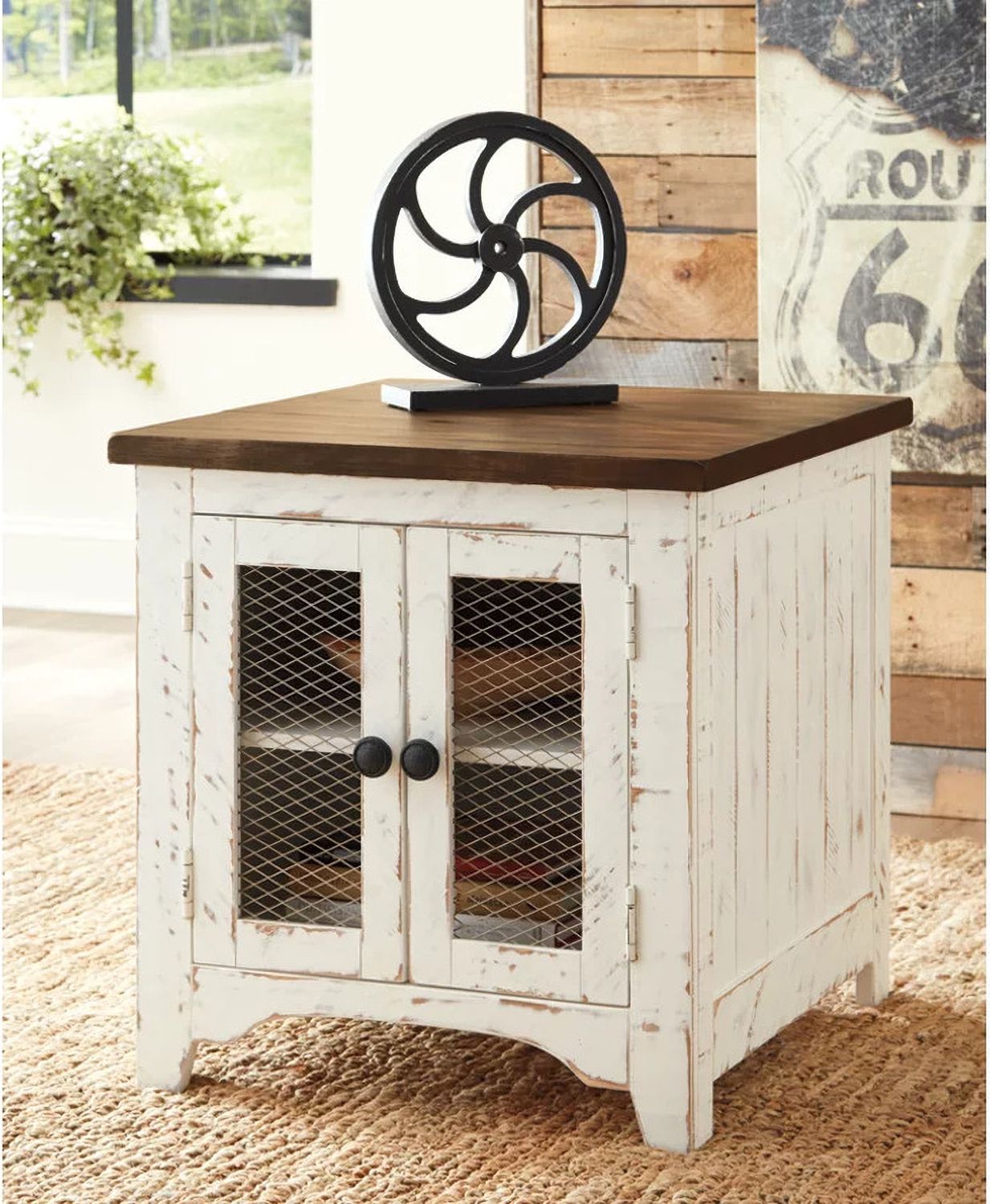 Wystfield White and Brown Rectangular End Table T4593