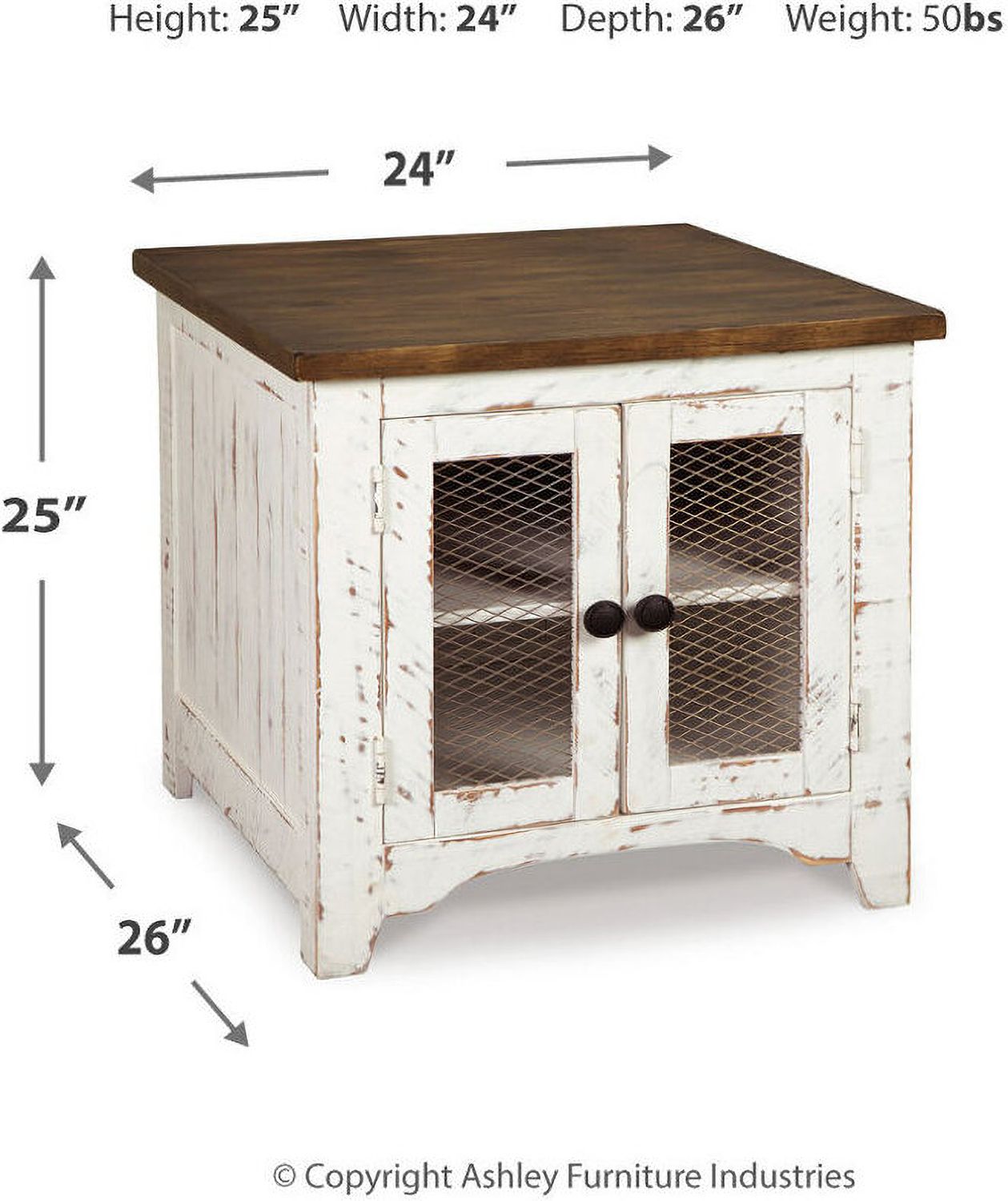 Wystfield White and Brown Rectangular End Table T4593