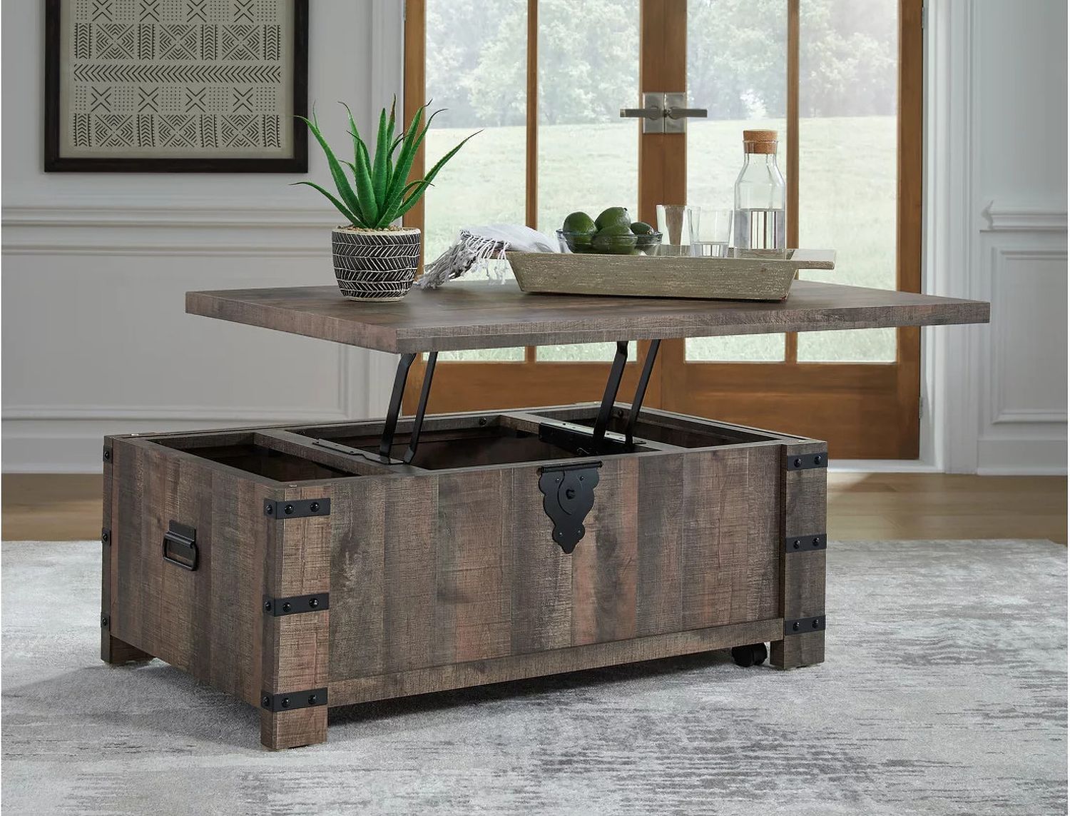 Hollum Rustic Brown Lift Top Cocktail Table T4669