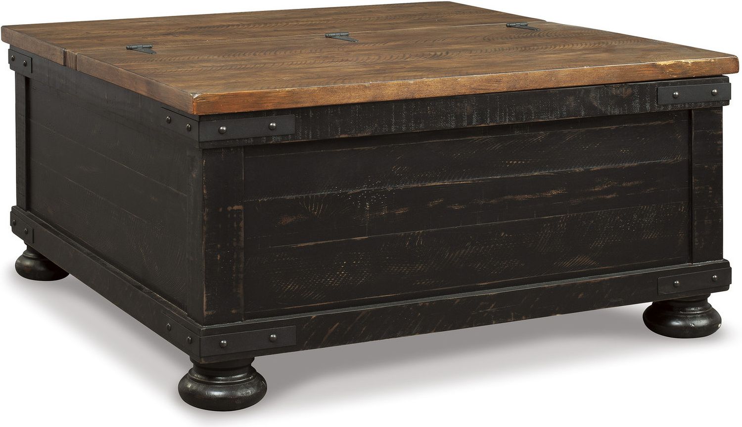 Valebeck Black and Brown Square Lift Top Cocktail Table T46800