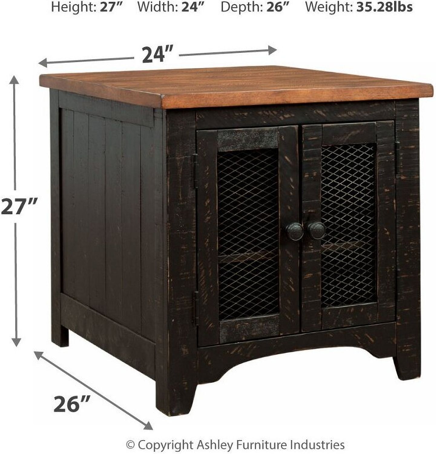 Valebeck Black and Brown Rectangular End Table T4683
