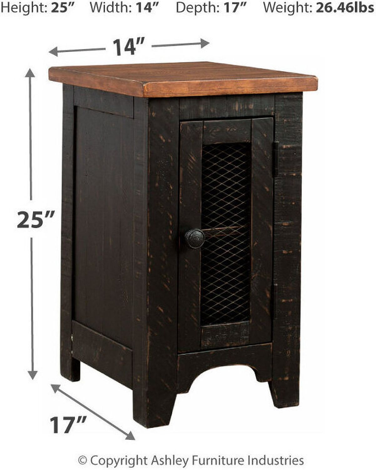 Valebeck Black and Brown Chair Side End Table T4687