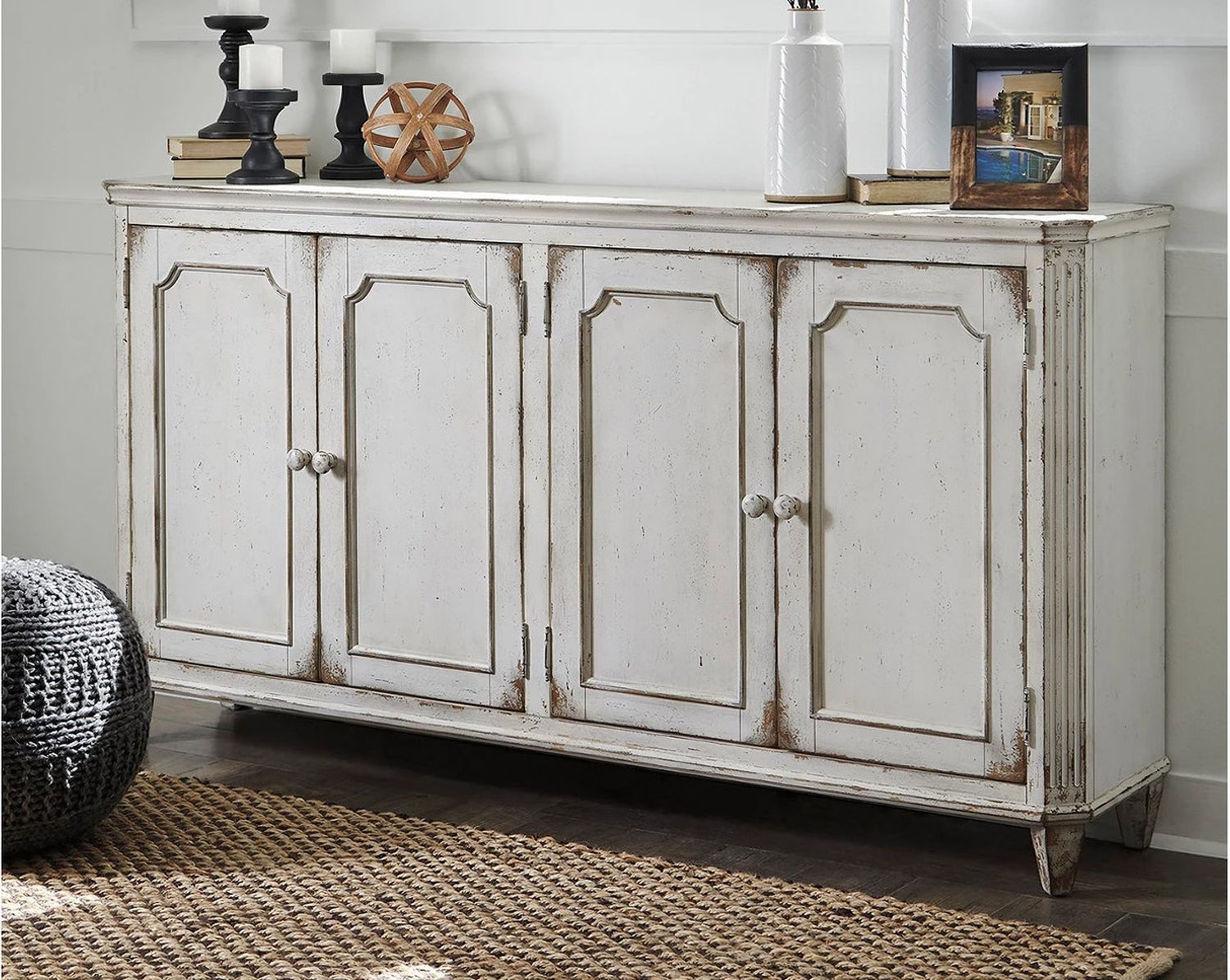 Mirimyn Antique White Door Accent Cabinet T505560