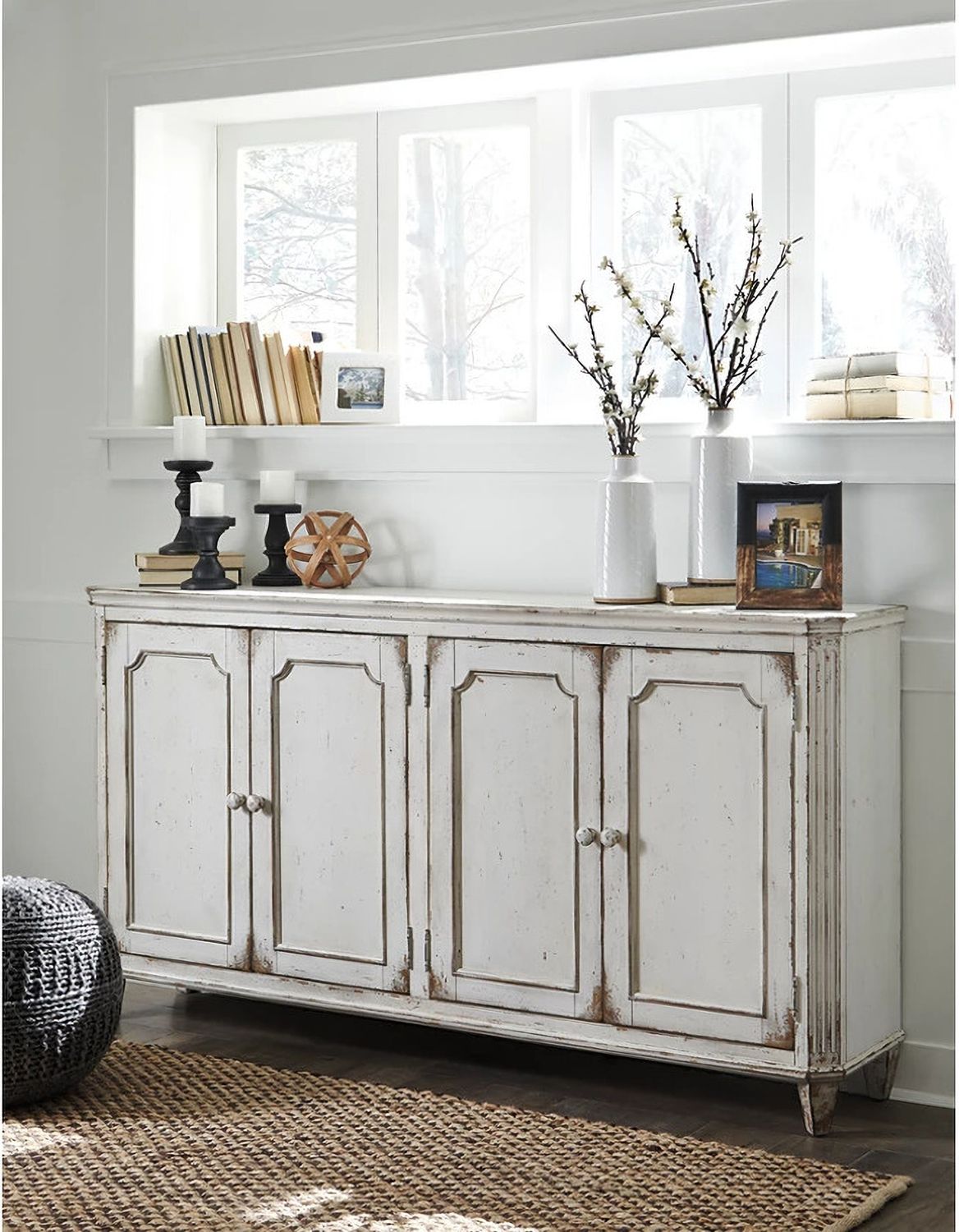 Mirimyn Antique White Door Accent Cabinet T505560