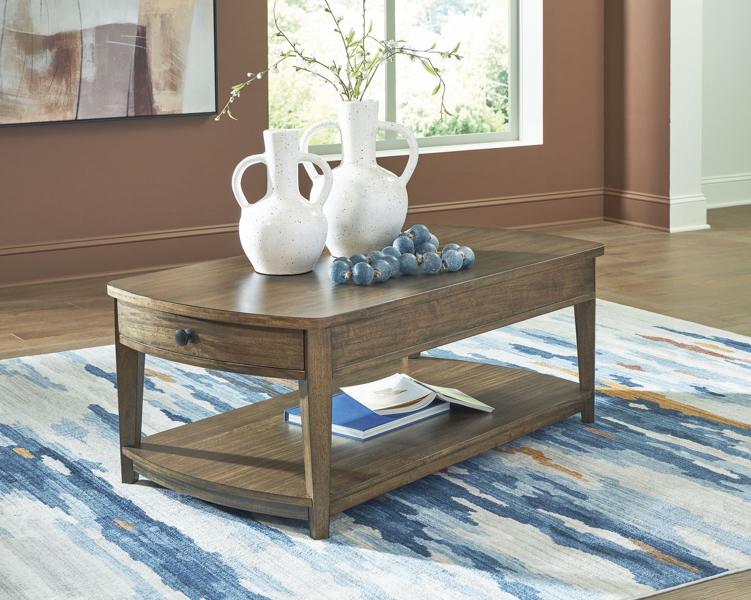 Burkbyer Coffee Table In Brown T5131
