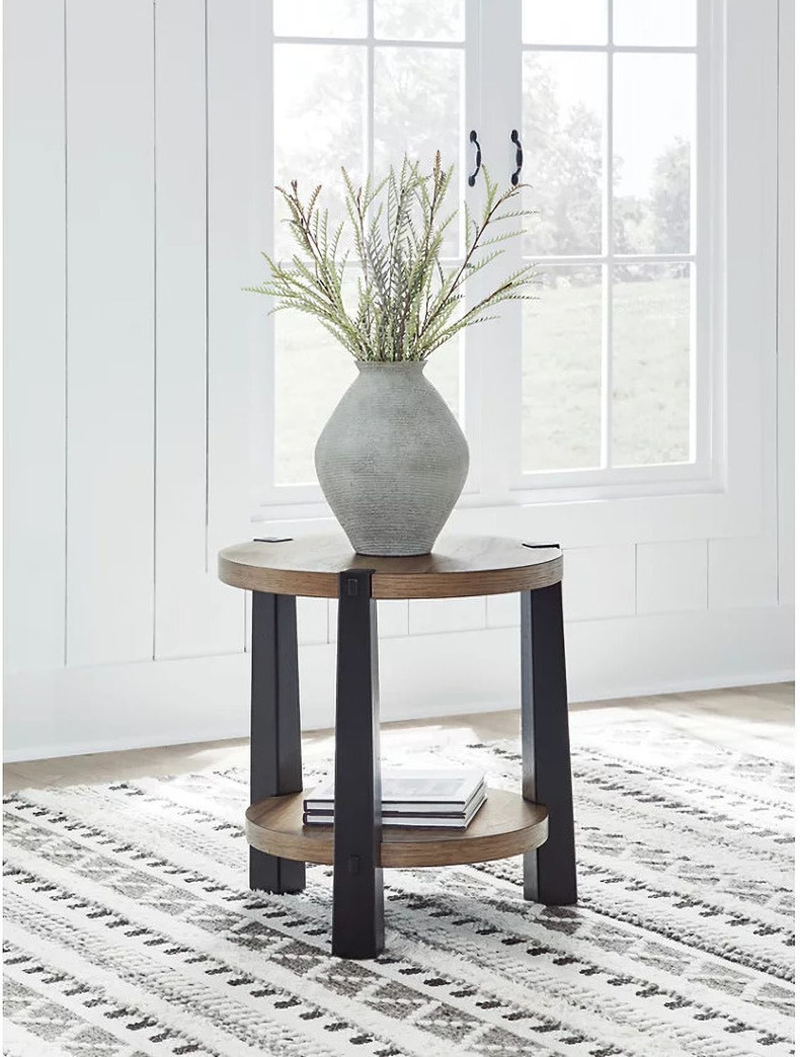 Ridgester End Table In Light Brown and Black T5186