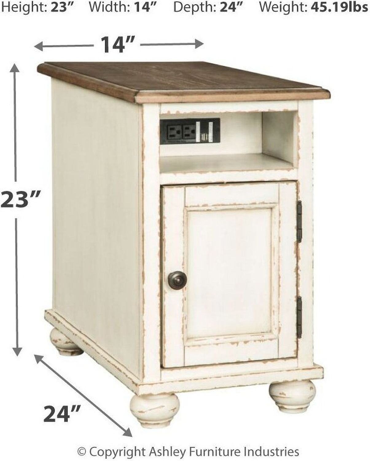 Realyn White And Brown Chairside End Table T5237